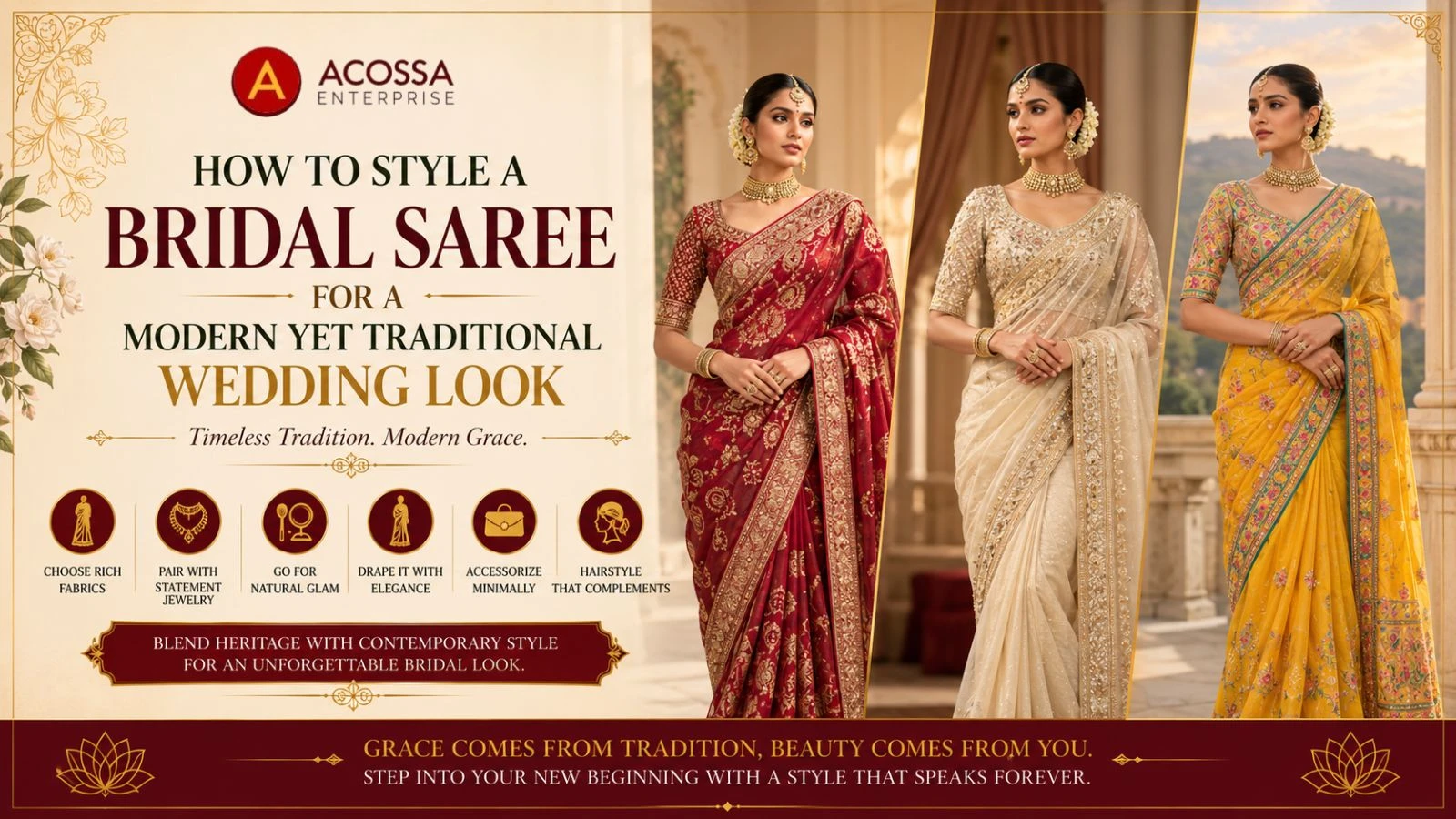 How to Style a Bridal Saree for a Modern Yet Traditional Wedding Look