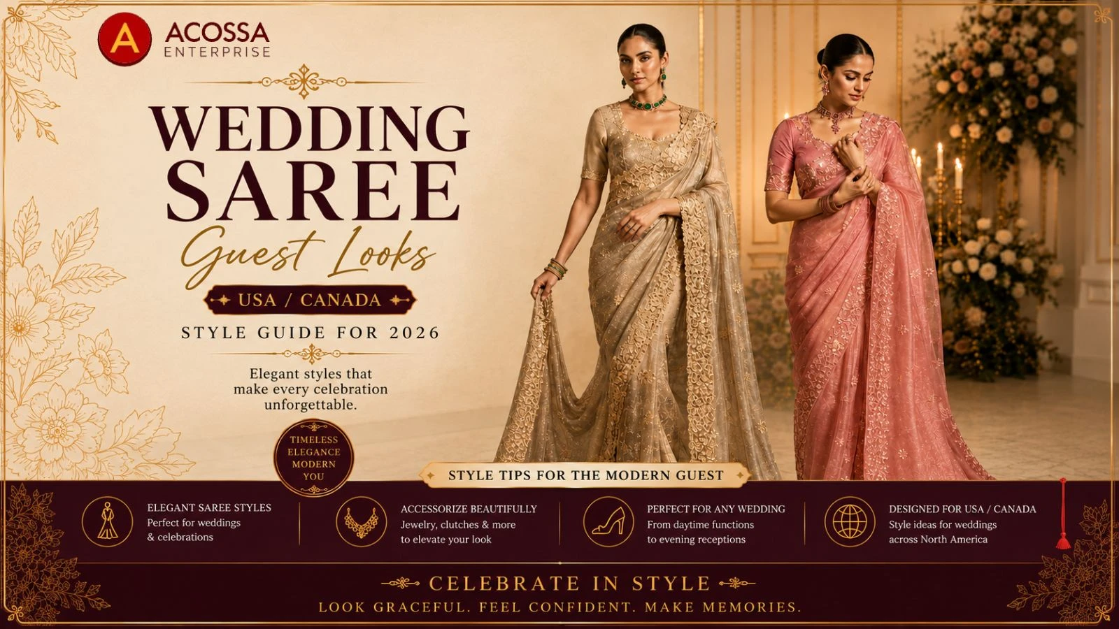 Wedding Saree Guest Looks (USA/Canada): Style Guide for 2026