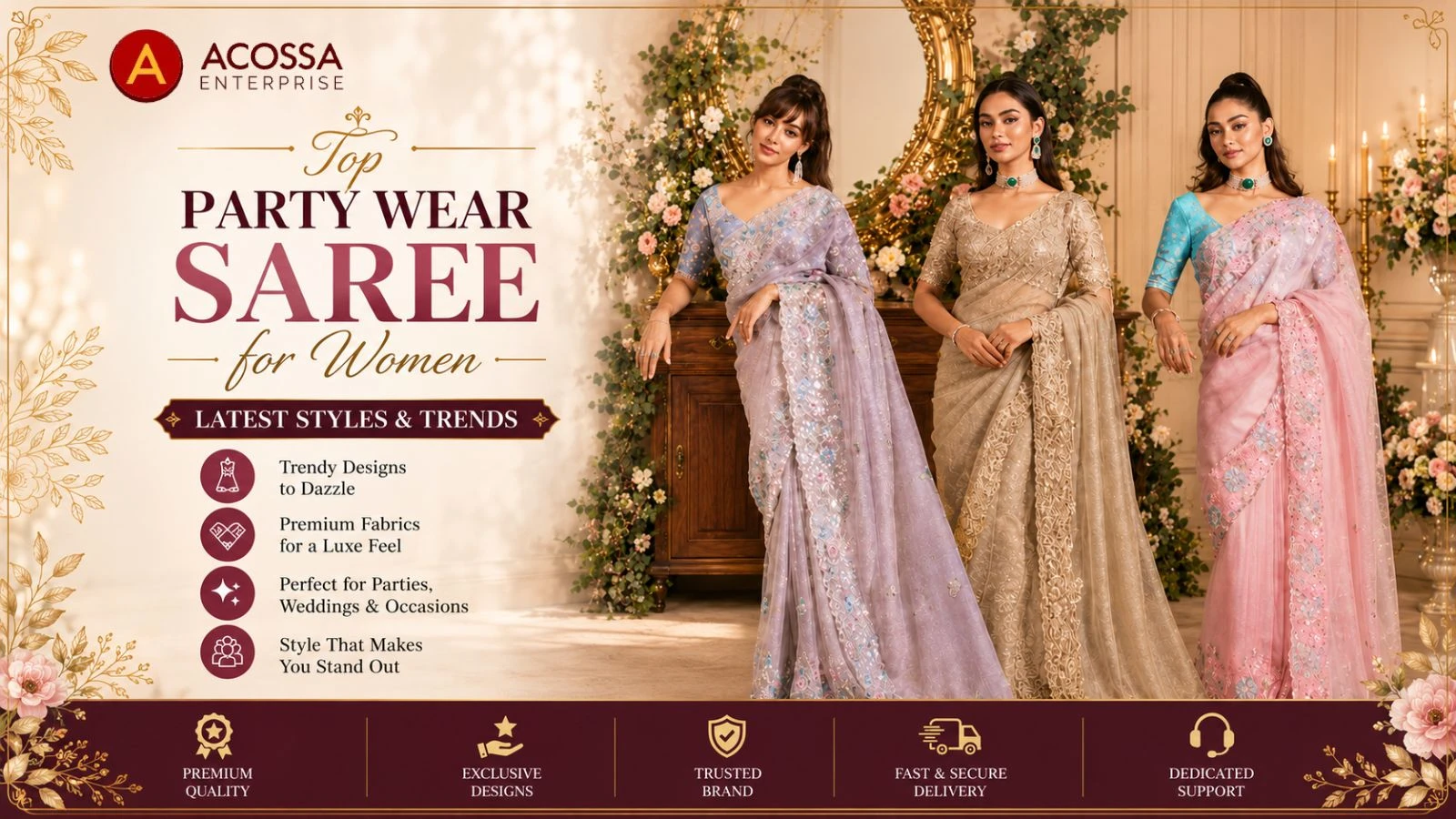 Top Party Wear Saree for Women: Latest Styles & Trends